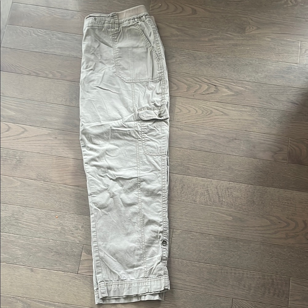 George Light Gray Capri Cargo Pants Elastic Waist Womens 14 - Picture 2 of 14